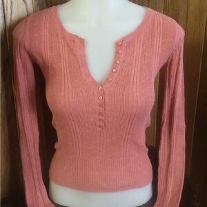 Rare Abercrombie & Fitch Henley Knit Top Sweater